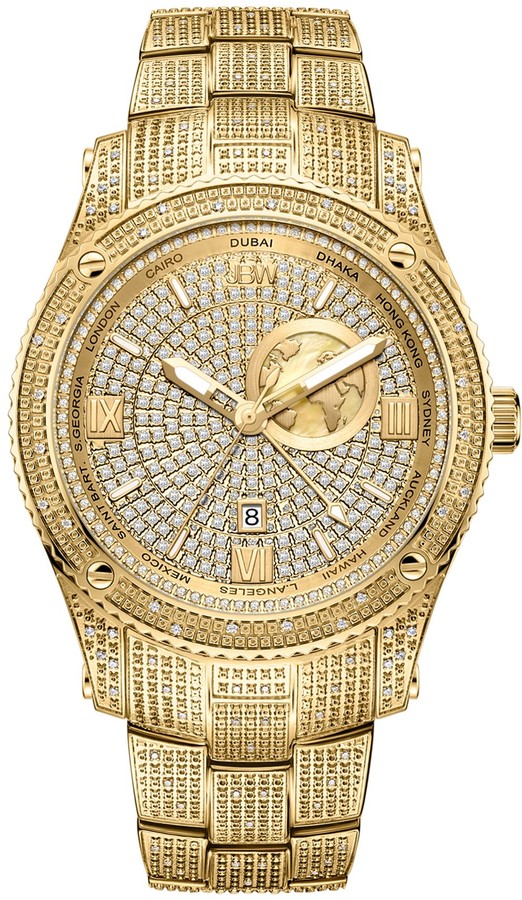 JBW Men's Jet Setter 1.00 cttw Diamond 18K GoldPlated Watch