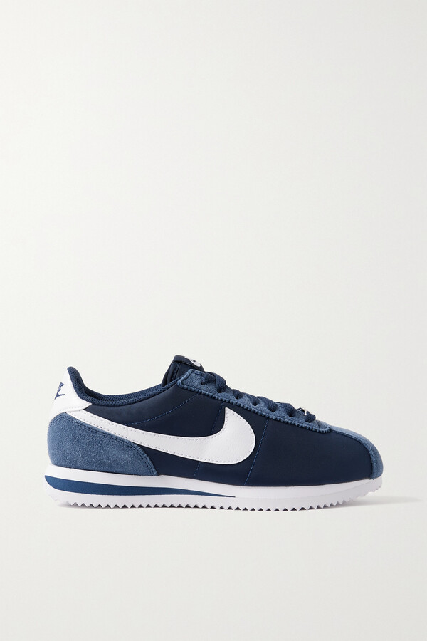 Nike Cortez Suede And Leather-trimmed Shell Sneakers - Blue - ShopStyle