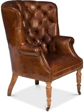 Astoria Grand Morford 30 Wide Tufted, Tufted Leather Wingback Chair