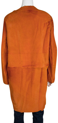 Joseph Orange Fur Kangaroo Skin Zip Front Sydney Coat M