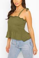 Thumbnail for your product : boohoo Shirred Tie Shoulder Top