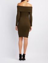 Thumbnail for your product : Charlotte Russe Ribbed Off-The-Shoulder Sweater Dress