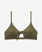 Thumbnail for your product : Express Ribbed Tie Front Cut-Out Bikini Top