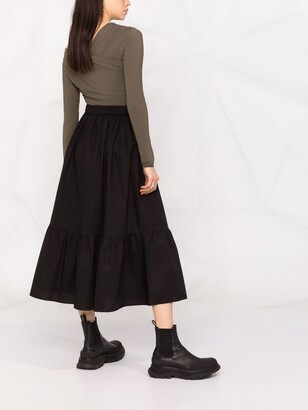 Patrizia Pepe Tiered Cotton Midi Skirt