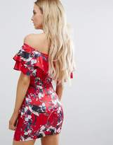 Thumbnail for your product : Missguided Petite Floral Ruffle Detail Bardot Dress
