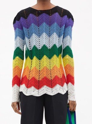 Charles Jeffrey Loverboy Zigzag-striped Cotton Crochet Sweater - Multi
