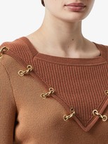Thumbnail for your product : Burberry Ring-Pierced Two-Tone Wool Cashmere Sweater