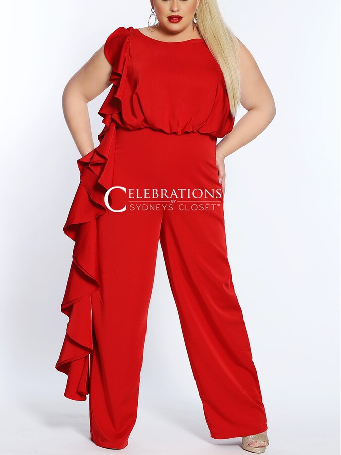 plus size red jumpsuits for evening