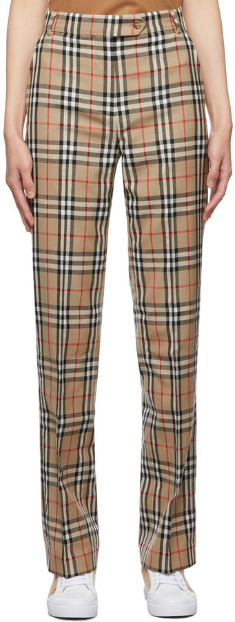 Burberry Beige Vintage Check Trousers - ShopStyle Pants