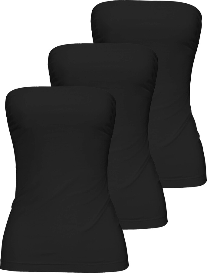 TAIPOVE 3packs Women's Tube Top Stretch Sexy Plain Strapless Seamless Summer Bandeau Tube Bra