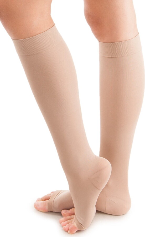 ITA-MED Unisex Microfiber Open Toe Knee High Graduated Compression Stockings (25-35mmHg): H-304(O)
