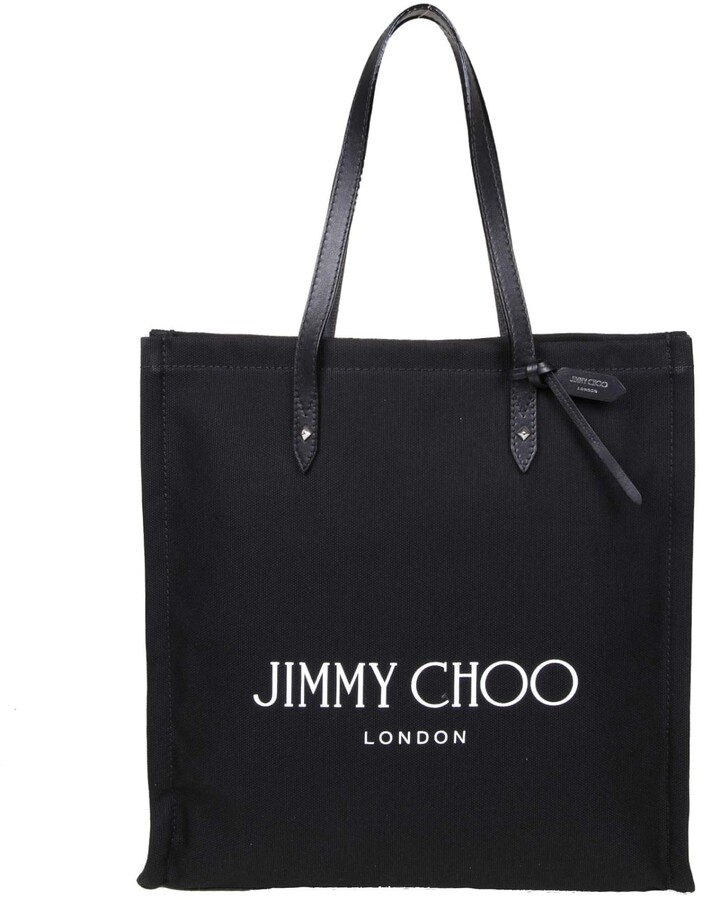 Jimmy Choo Shopping Bag In Natural Canvas With Leather Handles ShopStyle