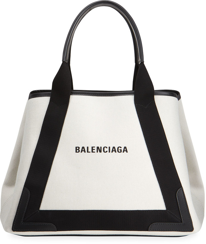 Balenciaga Cabas Logo Canvas & Leather Tote Bag - ShopStyle