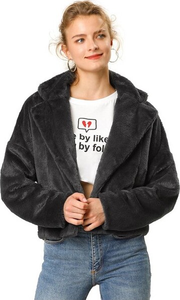 Beige Faux Fur Cropped Jacket – MissBehaved