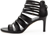 Thumbnail for your product : Stuart Weitzman Outbound Strappy Leather Mid-Heel Sandal, Black