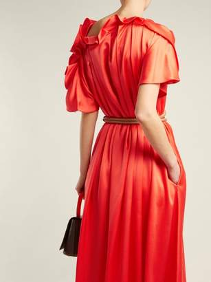 Roksanda Emore Ruffle-trimmed Satin Dress - Womens - Red