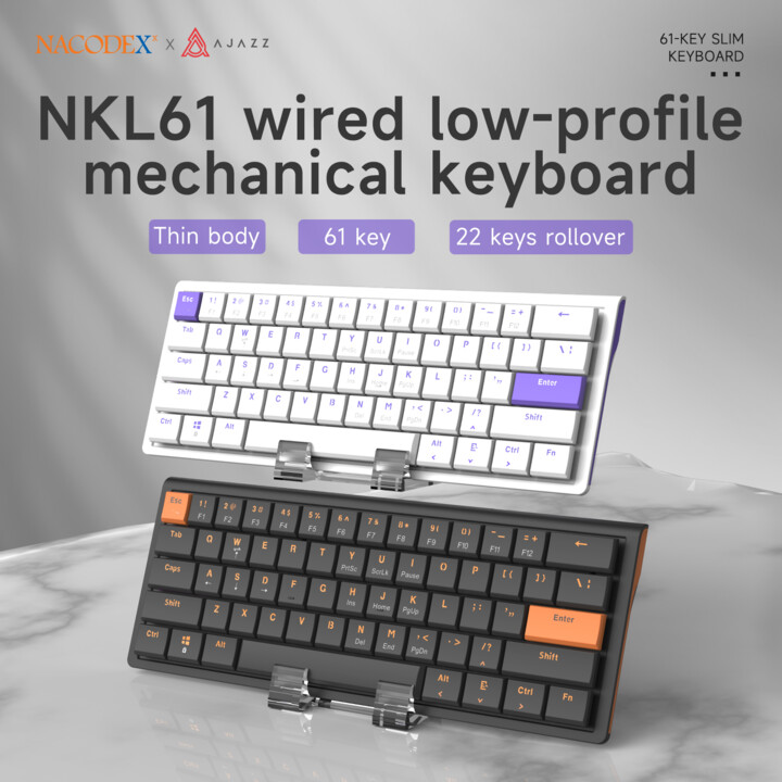 Ajazz NKL61 Wired And Matte Office Keyboard 61-Key Slim Body ABS Wired Office Keyboard Suitable For Office Use