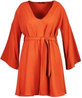 Thumbnail for your product : boohoo Plus Tie Waist V Neck Swing Dress