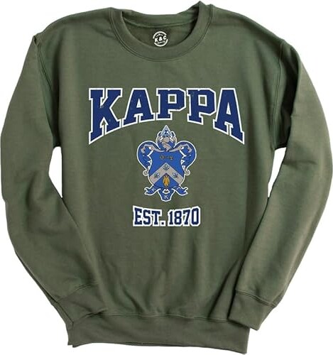 Kite and Crest Kappa Kappa Gamma Sweatshirt - Legacy Luxe Sorority Crewneck Sweatshirt Military Green