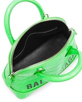 Thumbnail for your product : Balenciaga XXS Ville Neon Croc-Embossed Leather Top Handle Bag