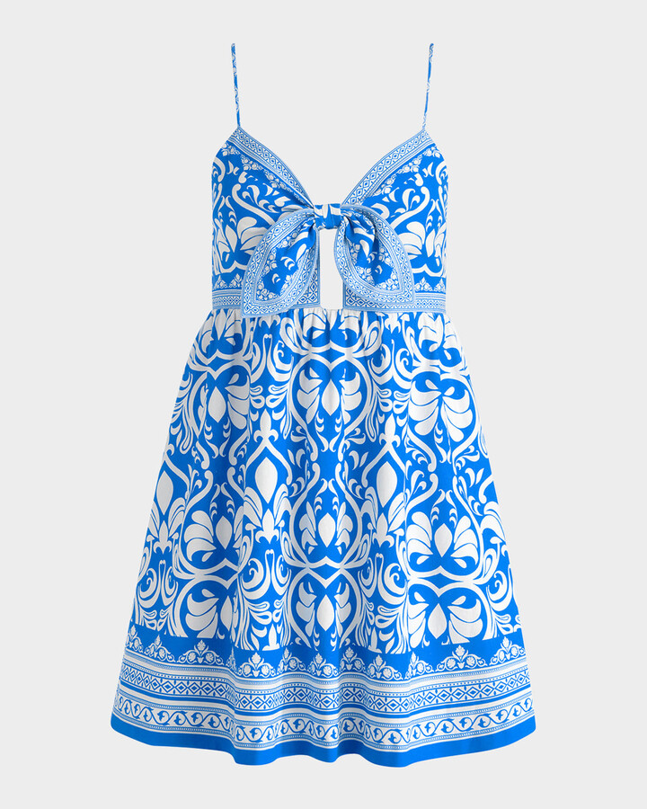 Alice + Olivia Melvina Tie-Front Gathered Babydoll Dress