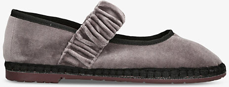 Flabelus Womens Grey/M.cmb Mafalda Scrunched-Strap Cotton-Velvet Ballet Flats Eur 41 / 8 Uk Women