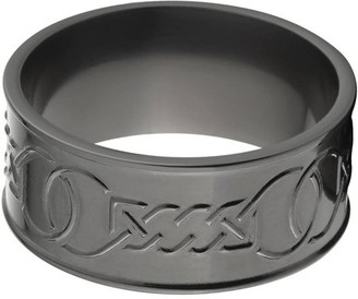 ONLINE 10mm Flat Black Zirconium Ring with a Milled Celtic Design