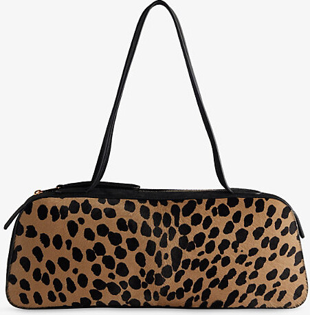 KHAITE Womens Camel / Black Simona Hyena-Print Calf-Hair and Suede Shoulder Bag