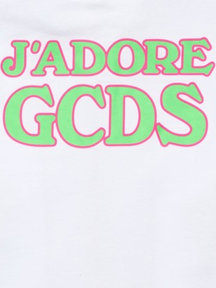 GCDS Cropped Cotton Sweatshirt Hoodie