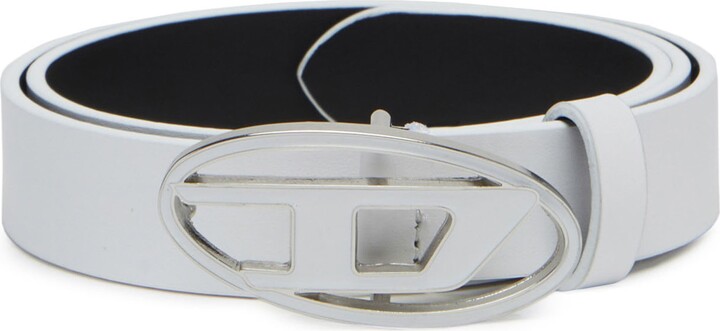Oval D Buckle Leather Belt