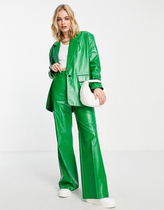 Topshop coated pants in green - ShopStyle