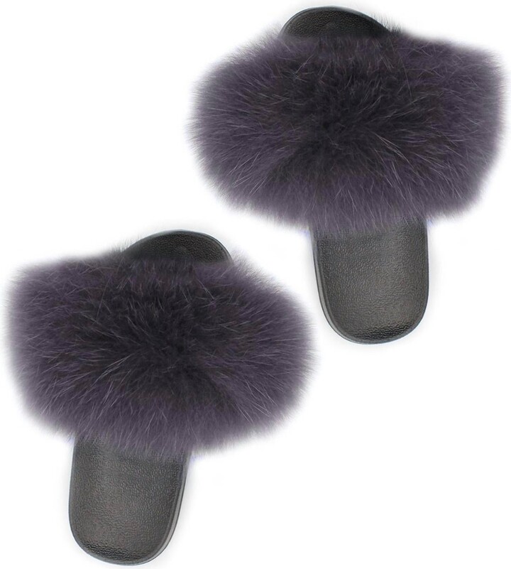 Manière Furries Slides In Charcoal