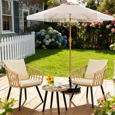 Ainfox 4 Piece Outdoor Bistro Set With Umbrella