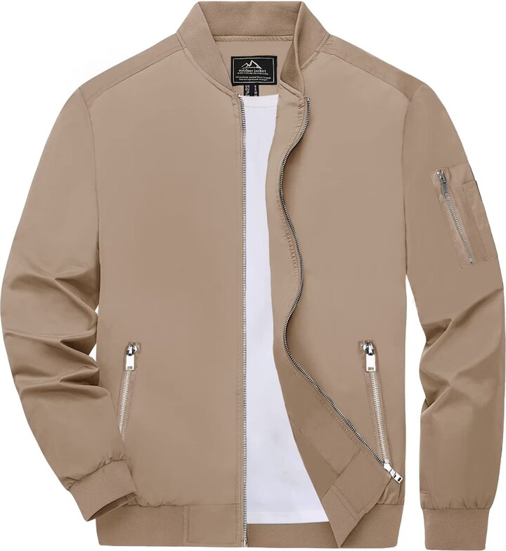 FASKUNOIE Bomber Jackets Mens Lightweight Outdoor Windproof Thin Flight