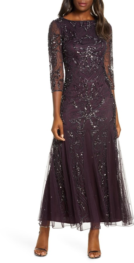 pisarro nights embellished mesh gown petite