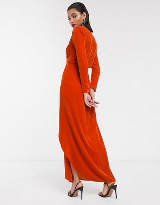 ASOS EDITION EDITION split side plunge maxi dress in velvet