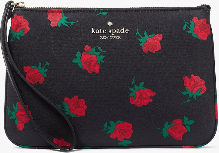 Kate Spade Outlet Chelsea Rose Toss Printed Medium Cosmetic Case, Black Multi
