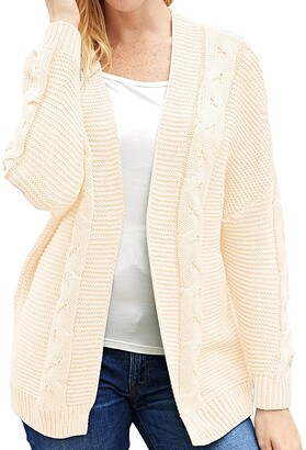 Womens Solid Casual Lightweight Loose Fit Pocket Open Front Knit Cardigan 