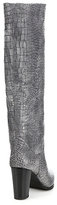 Thumbnail for your product : Stuart Weitzman Touche Croc-Embossed Knee-High Leather Boots