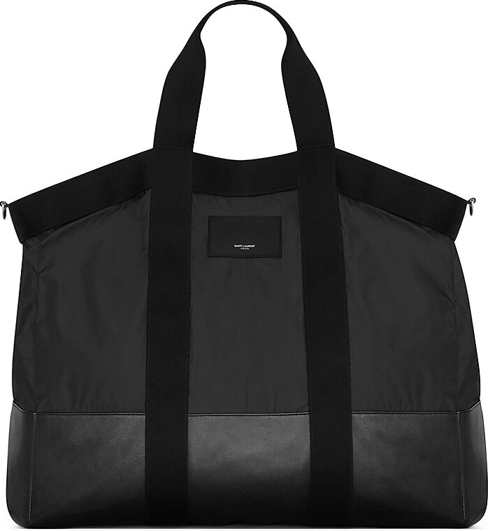 SAINT LAURENT: Rive Gauche recycled canvas bag with logo - Black