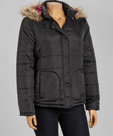 Thumbnail for your product : Dollhouse Black Faux Fur-Trim Hooded Puffer Jacket - Plus