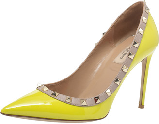 Valentino Yellow Patent Leather Rockstud Pointed Toe Pumps Size 39.5 -  ShopStyle