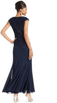Thumbnail for your product : Patra Cap-Sleeve Lace Gown