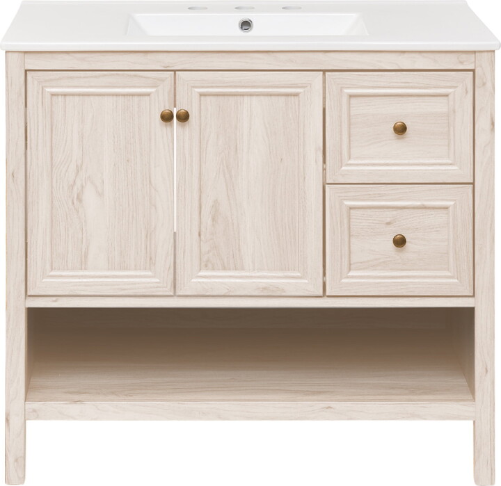 Chateau 36" Freestanding Bathroom Vanity in White Oak with 3-Hole Widespread Sink Top