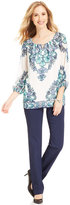 Thumbnail for your product : JM Collection Printed Keyhole Tunic