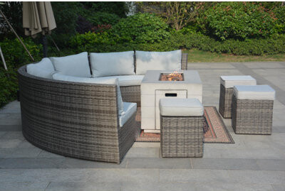 Latitude Run Beryl Wicker/Rattan 9 - Person Seating Group With Cushions