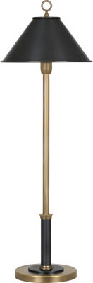 Stylish Industrial Table Lamp With Warm Brass Finish & Deep Patina Bronze Accents - Minimal Metal Shade, Full Range Dimmer, Candelabra Socket (E12) -