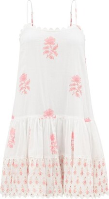 Juliet Dunn Floral-print Drop-waist Cotton-voile Mini Dress