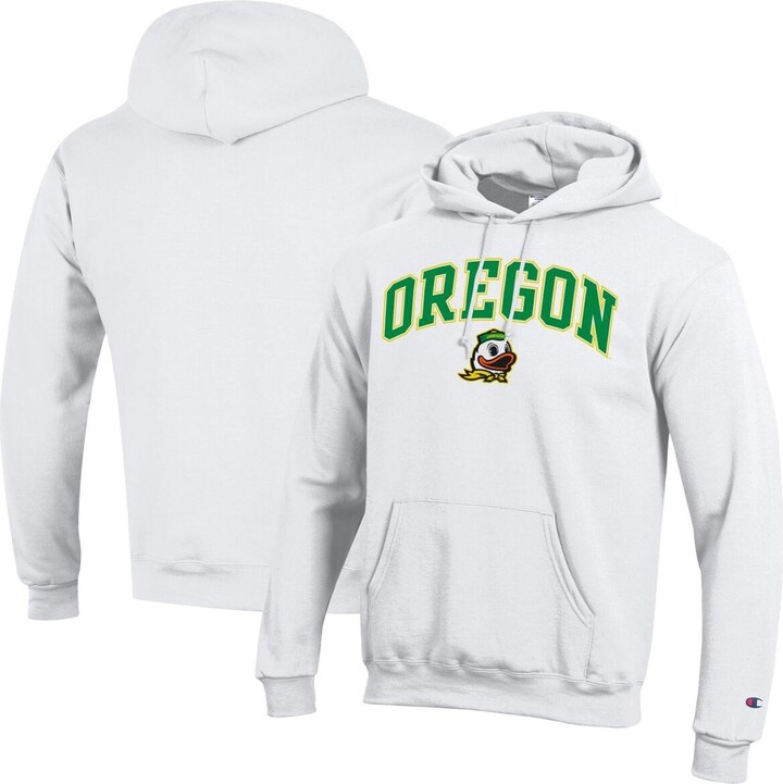 Champion Men'sÂ White Oregon Ducks Arch Over Logo Pullover Hoodie
