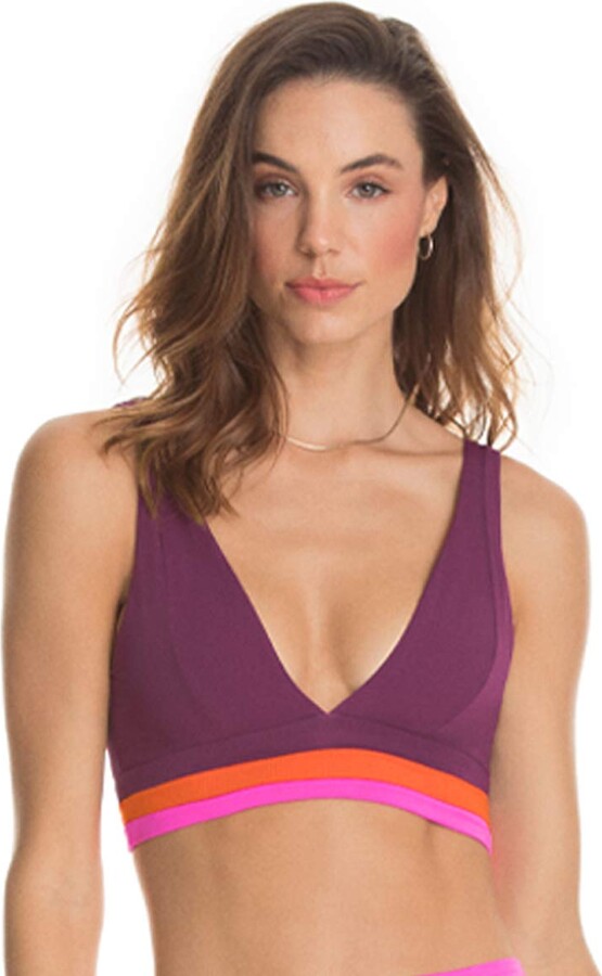 Grape Scalloped Lace Triangle Bikini Swimwear Top 
